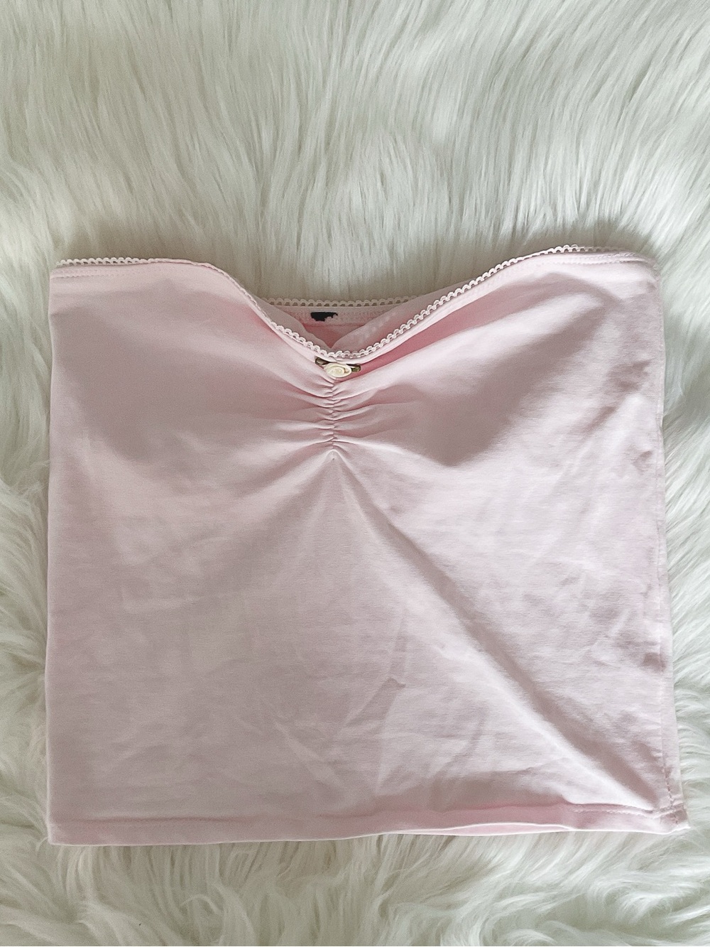 Pacsun Light Pink Coquette Strapless Rossette Bandeau Top